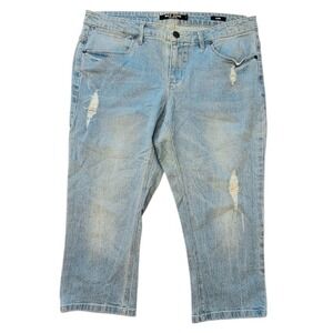 MAX JEANS Women's Distressed Light Wash Capri‎ Jeans Size 12